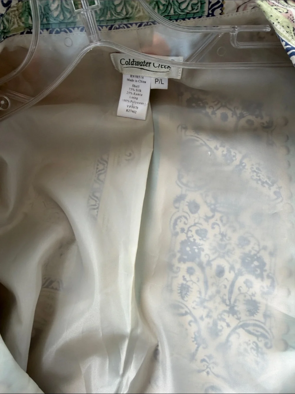 Coldwater Creek silk blend print blazer - size petite Large